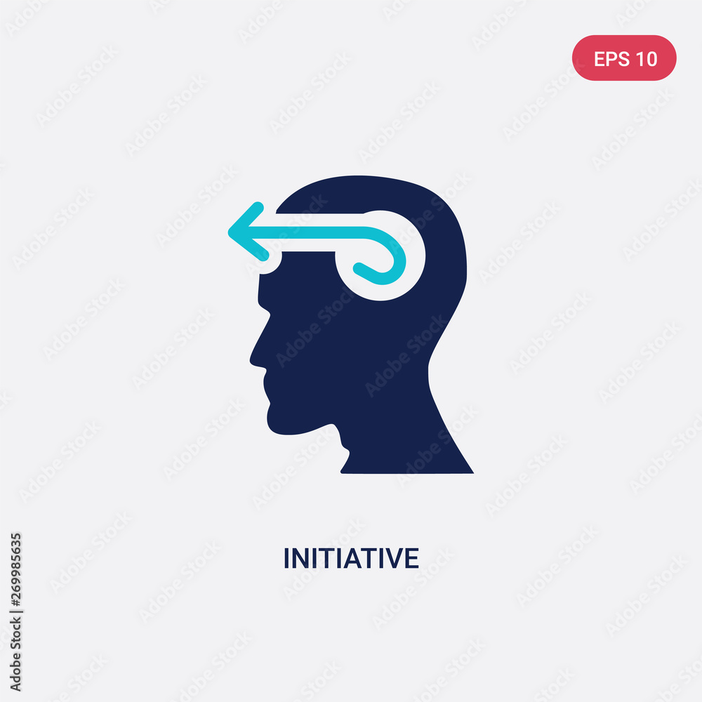 Poster two color initiative vector icon from brain process concept. isolated blue initiative vector sign sy