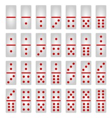 Domino red on white