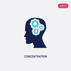 two color concentration vector icon from brain process concept. isolated blue concentration vector sign symbol can be use for web, mobile and logo. eps 10
