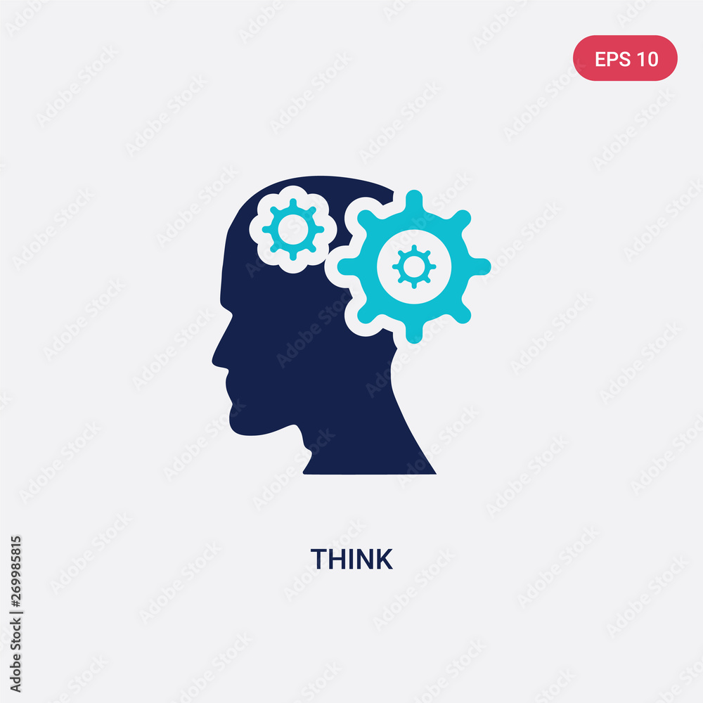 Poster two color think vector icon from brain process concept. isolated blue think vector sign symbol can b