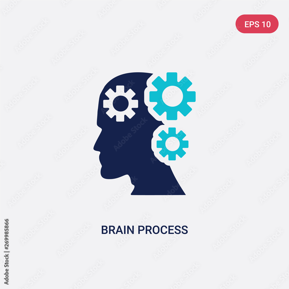 Poster two color brain process vector icon from concept. isolated blue brain process vector sign symbol can