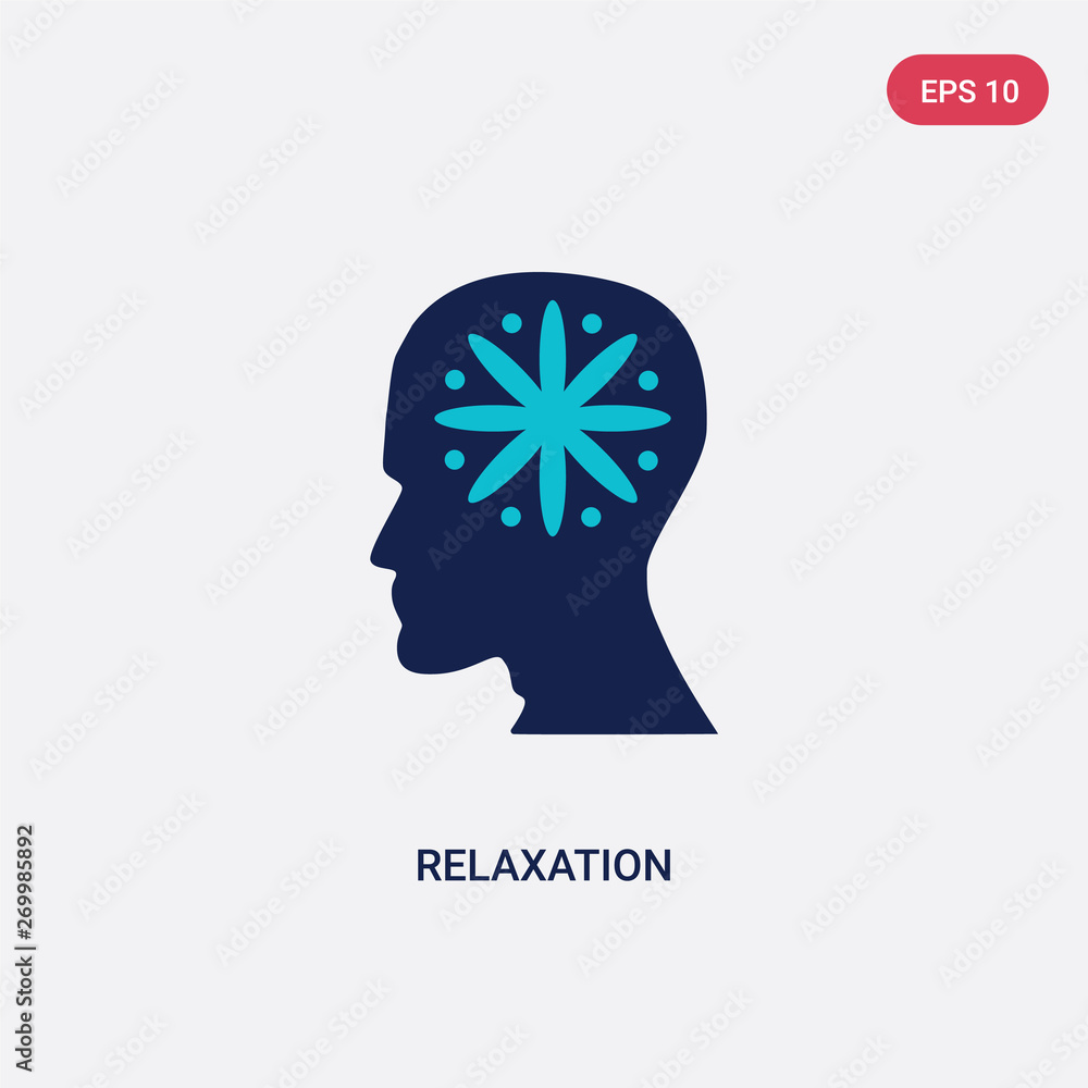 Poster two color relaxation vector icon from brain process concept. isolated blue relaxation vector sign sy