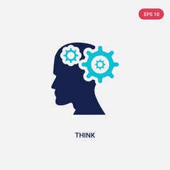 two color think vector icon from brain process concept. isolated blue think vector sign symbol can be use for web, mobile and logo. eps 10