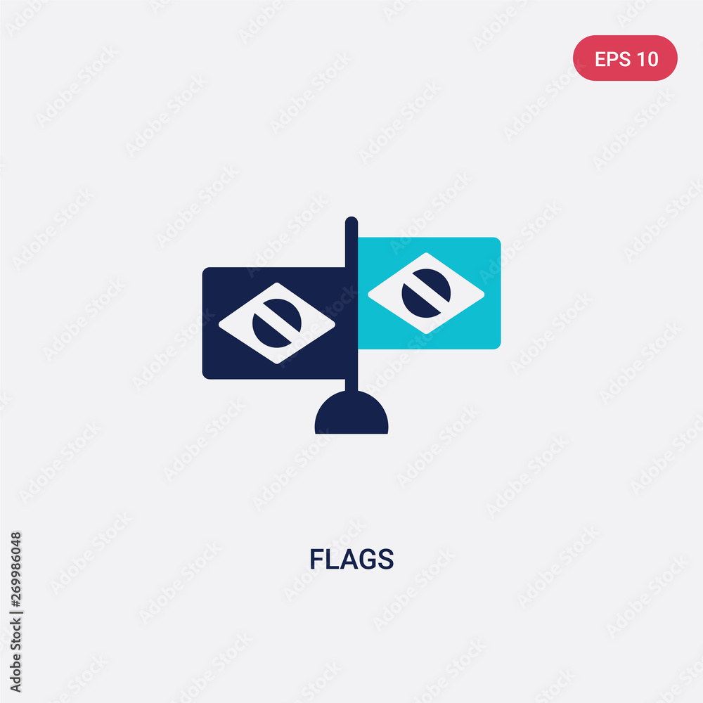 Poster two color flags vector icon from brazilia concept. isolated blue flags vector sign symbol can be use