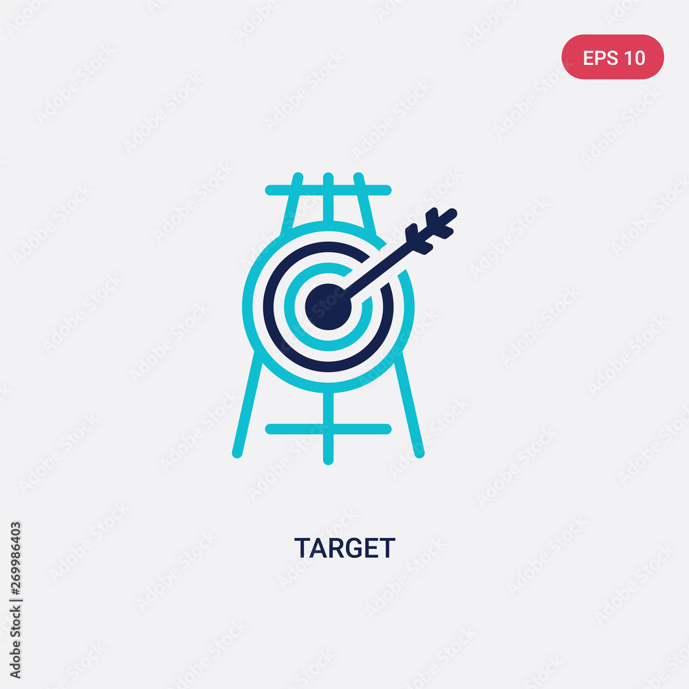 Poster two color target vector icon from business concept. isolated blue target vector sign symbol can be u
