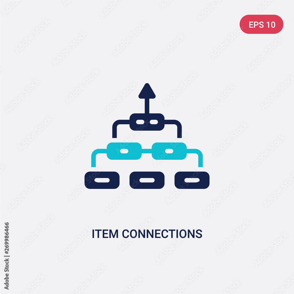 Poster two color item connections vector icon from business concept. isolated blue item connections vector 