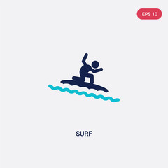 two color surf vector icon from brazilia concept. isolated blue surf vector sign symbol can be use for web, mobile and logo. eps 10