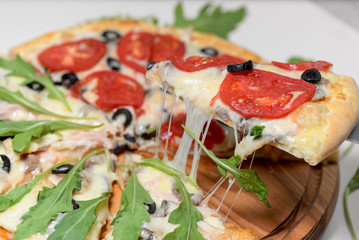 pizza with mushrooms and cheese