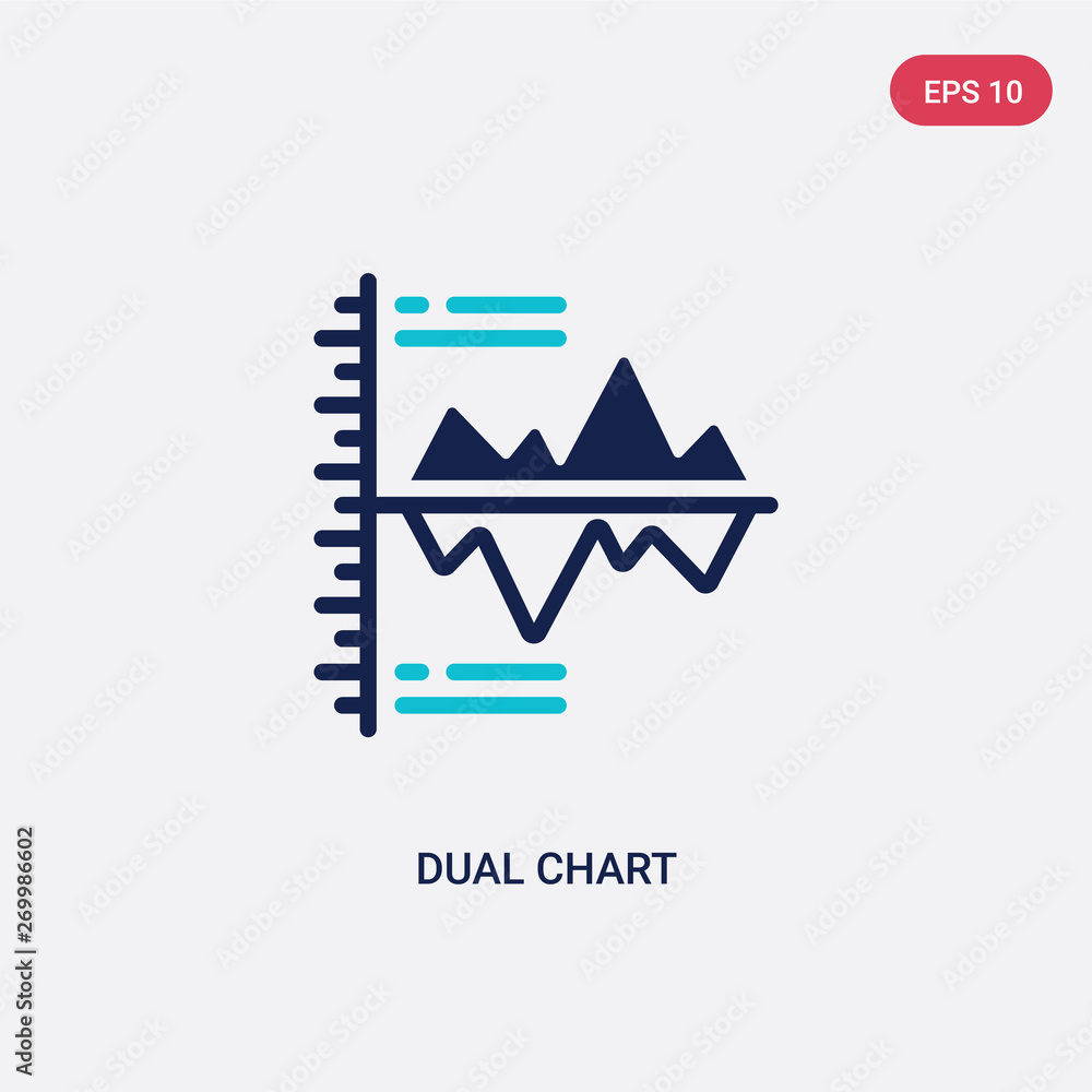 Poster two color dual chart vector icon from business concept. isolated blue dual chart vector sign symbol 