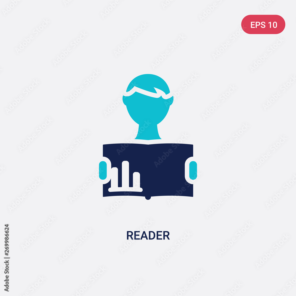 Poster two color reader vector icon from business concept. isolated blue reader vector sign symbol can be u