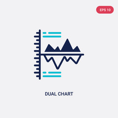 two color dual chart vector icon from business concept. isolated blue dual chart vector sign symbol can be use for web, mobile and logo. eps 10