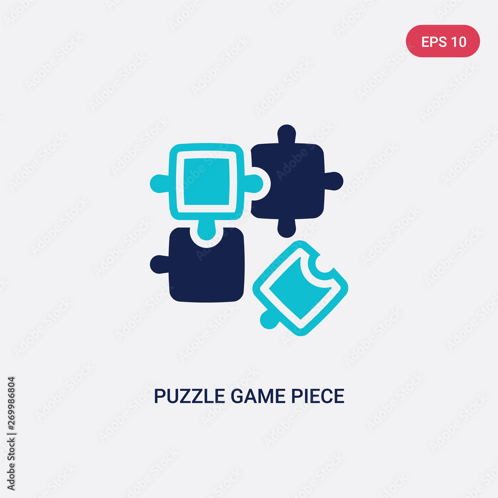 Poster two color puzzle game piece vector icon from business concept. isolated blue puzzle game piece vecto