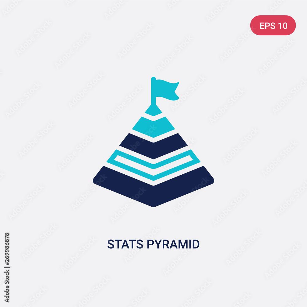 Poster two color stats pyramid vector icon from business concept. isolated blue stats pyramid vector sign s