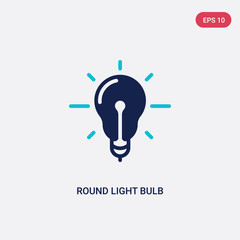 two color round light bulb vector icon from business concept. isolated blue round light bulb vector sign symbol can be use for web, mobile and logo. eps 10