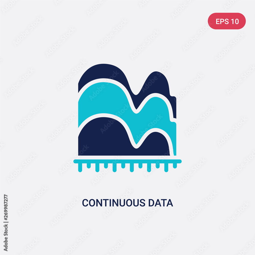 Poster two color continuous data graphic wave chart vector icon from business concept. isolated blue contin