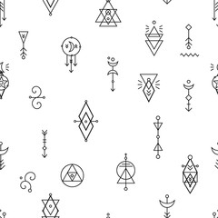 Seamless pattern with sacred geometric hipster shapes vector