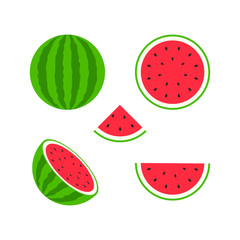 Set of fruits and berries. Summer fruit. Fruit apple, pear, strawberry, orange, peach, plum, banana, watermelon, pineapple kiwi lemon Fruits vector collection. Vector illustration.