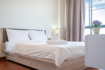 Interior design in bedroom of pool the house