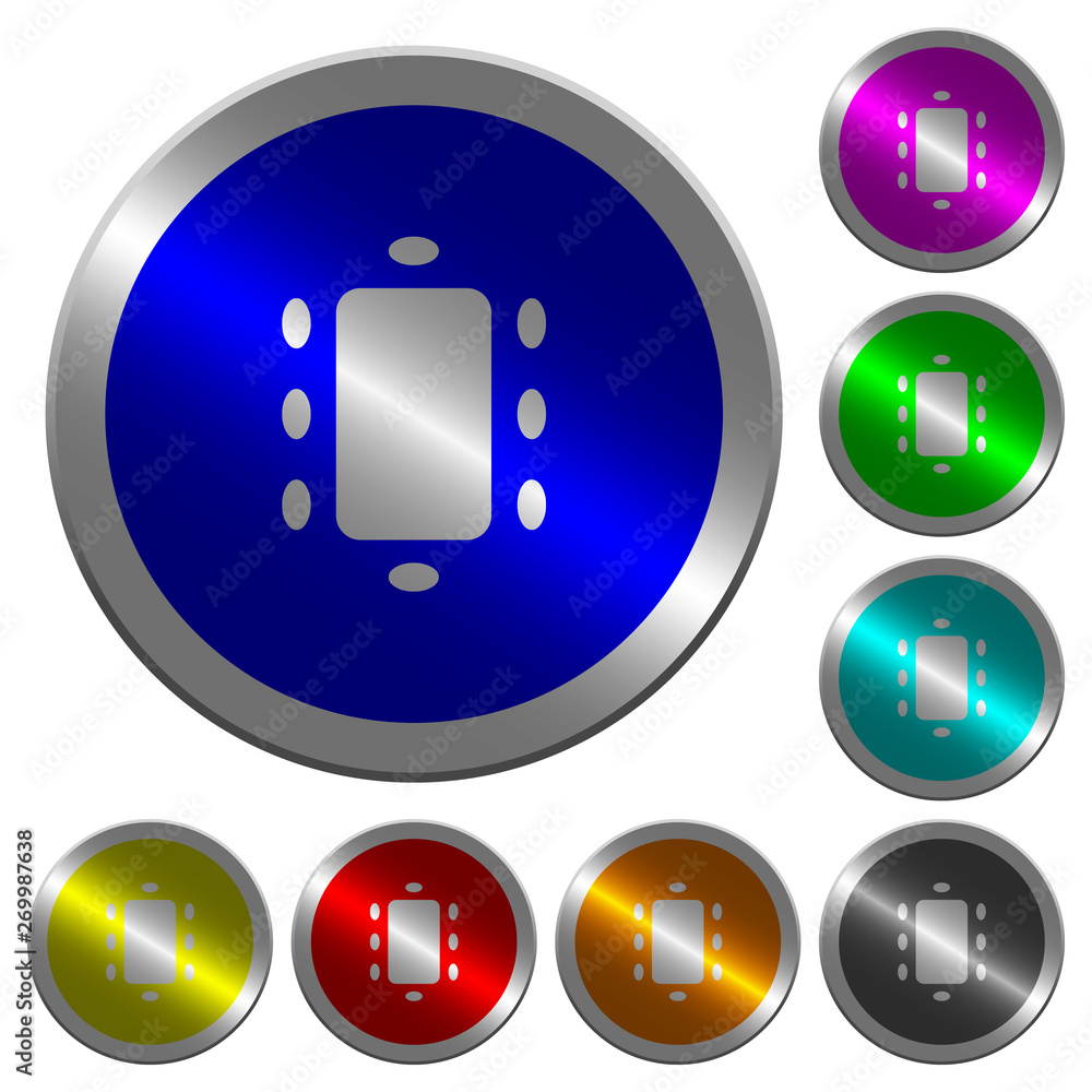 Poster meeting luminous coin-like round color buttons