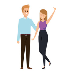 business couple avatars characters vector illustration