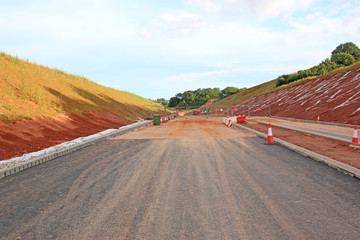 Road bypass construction site surface work