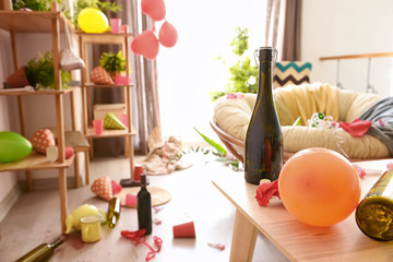 Room in terrible mess after party