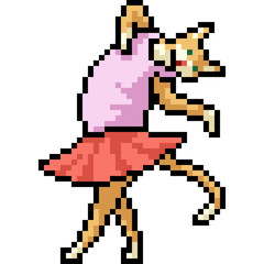 vector pixel art cat ballet