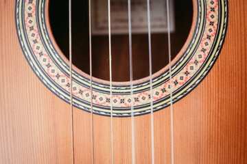 Obraz premium Classical guitar and strings, professional instrument