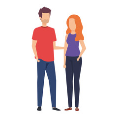 Fototapeta premium young couple lovers avatars characters