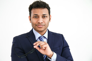 Handsome businessman on white background