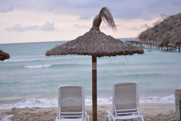 chairs and umbrella on the beach