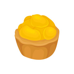 Cake in the form of a basket with jelly. Vector illustration on white background.