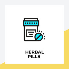 Fototapeta premium HERBAL PILLS LINE ICON SET