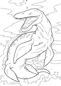 Dinosaur Kronosaurus illustration suitable for any of graphic design project such as coloring book and education