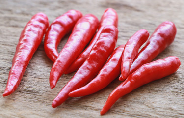 Red Chilli pepper on the gray Wood