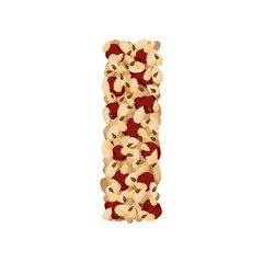 Dry muesli with raisins close-up. Vector illustration on white background.
