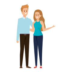Fototapeta premium business couple avatars characters vector illustration