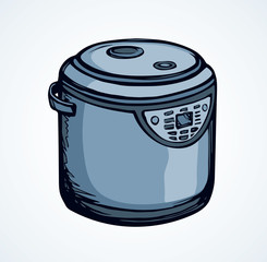 Pressure cooker. Vector drawing machine