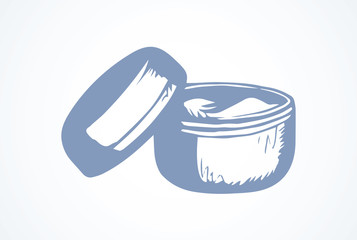 Open jar of face cream. Vector drawing