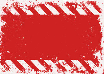 grunge warning background, red white stripes