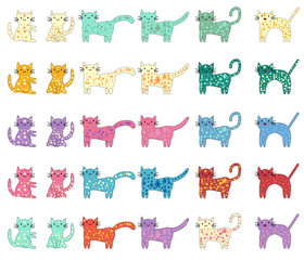 Cat different breeds set, cute pet animal Illustrations