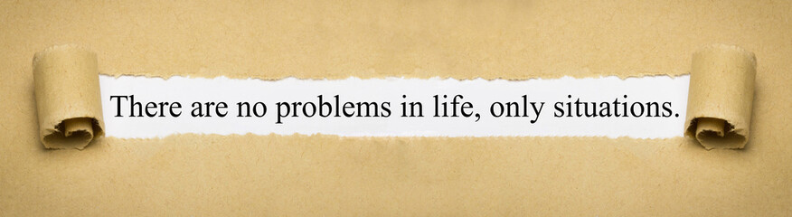 There are no problems in life, only situations.