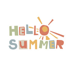 Hello Summer lettering. Vector illustration in pastel color. - 269996861