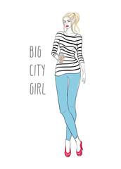 Girl standing fashion illustration vector