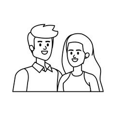 business couple avatars characters vector illustration