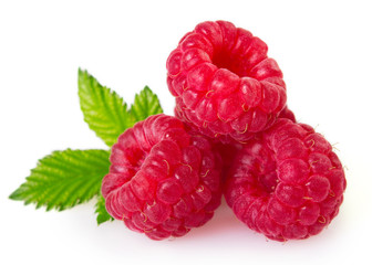 Fresh raspberry on white background