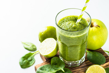 Green smoothie on white.