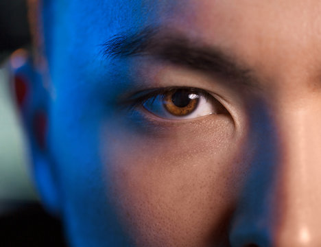 Vision And People Concept - Close Up Of Asian Male Face