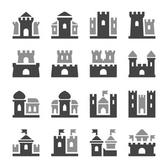 castle and citadel icon set,vector and illustration