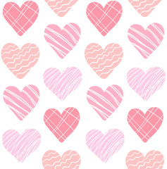 Cute sweet pink hearts pattern vector